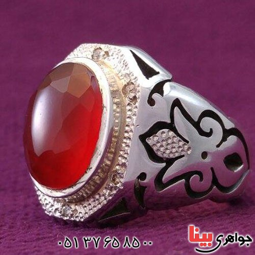 انگشتر عقیق یمنی مردانه دور الماس بسیار عالی _کد:20666