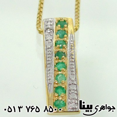 گردنبند چند جواهر زمرد و الماس هشت نگین