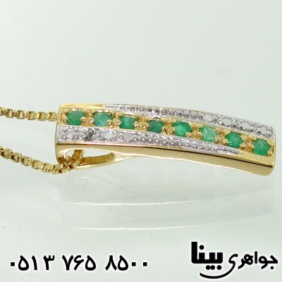 گردنبند چند جواهر زمرد و الماس هشت نگین