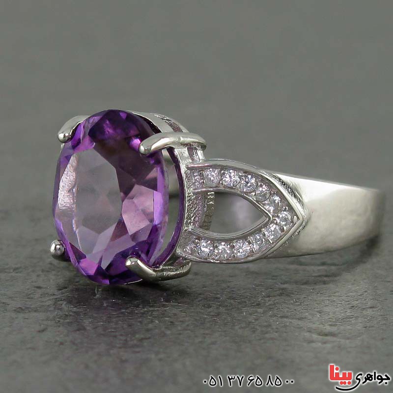 انگشتر آمتیست رودیوم زنانه خاص _کد:20681