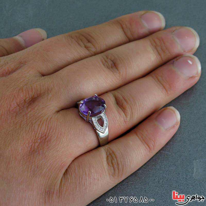 انگشتر آمتیست رودیوم زنانه خاص _کد:20681
