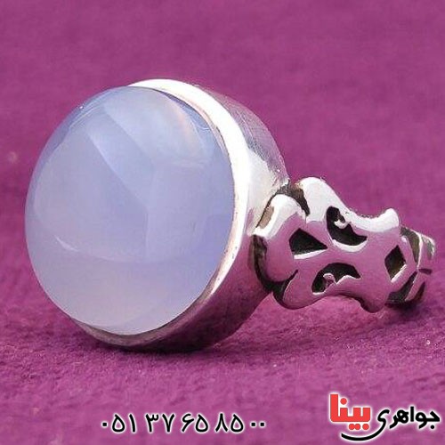 انگشتر عقیق یمنی کبود خوشرنگ رکاب صفوی _کد:20685