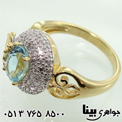 انگشتر چند جواهر توپاز و الماس پروانه ای