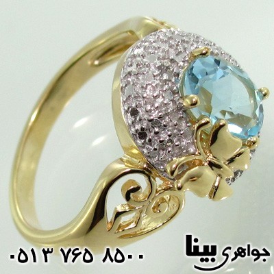 انگشتر چند جواهر توپاز و الماس پروانه ای