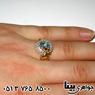 انگشتر چند جواهر توپاز و الماس پروانه ای