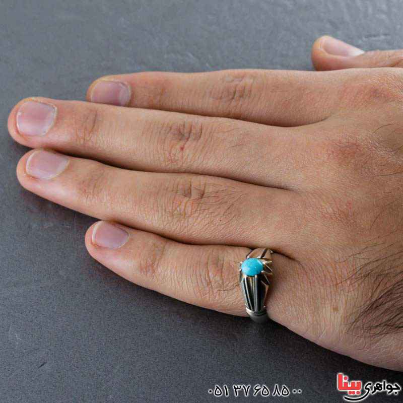 انگشتر فیروزه  نیشابوری مردانه خوشرنگ _کد:20695