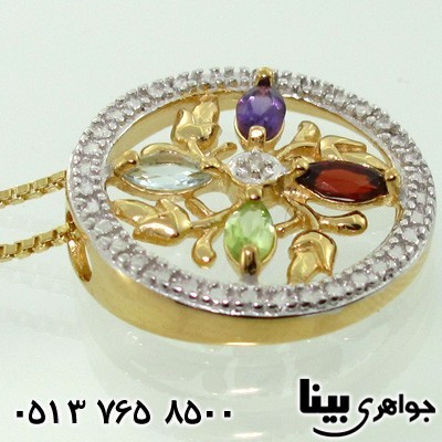 گردنبند چند جواهر الماس و زبرجد دایره