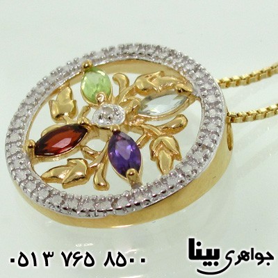 گردنبند چند جواهر الماس و زبرجد دایره