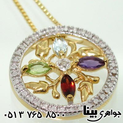 گردنبند چند جواهر الماس و زبرجد دایره