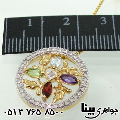 گردنبند چند جواهر الماس و زبرجد دایره