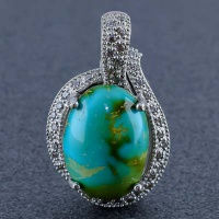 گردنبند فیروزه نیشابوری رودیوم زنانه برند SPN 