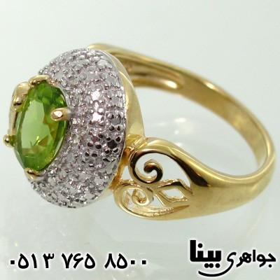 انگشتر چند جواهر زبرجد و الماس گلبرگ
