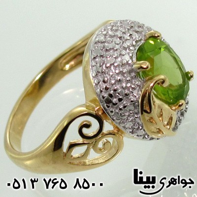 انگشتر چند جواهر زبرجد و الماس گلبرگ