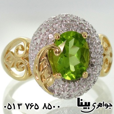 انگشتر چند جواهر زبرجد و الماس گلبرگ