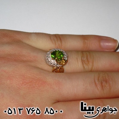 انگشتر چند جواهر زبرجد و الماس گلبرگ