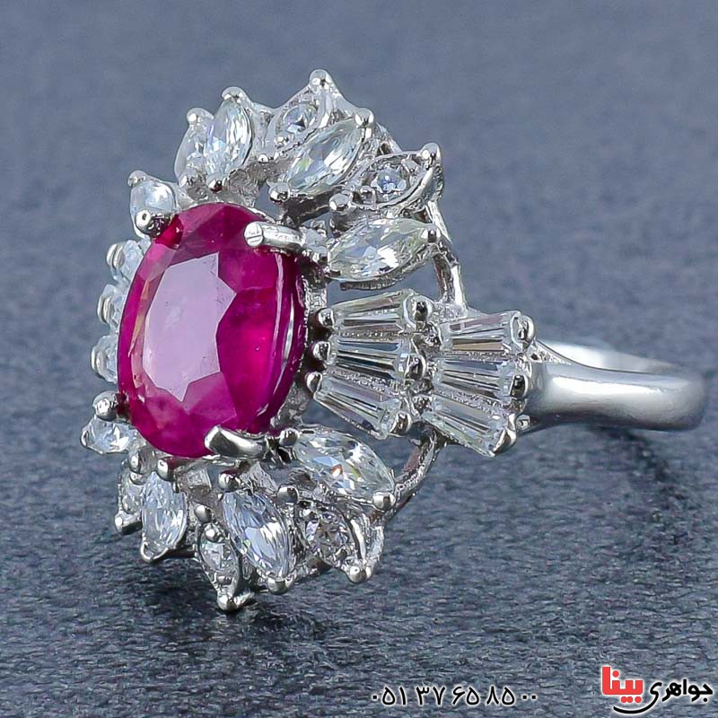 انگشتر یاقوت سرخ زنانه شفاف کریستالی بسیار عالی _کد:20771