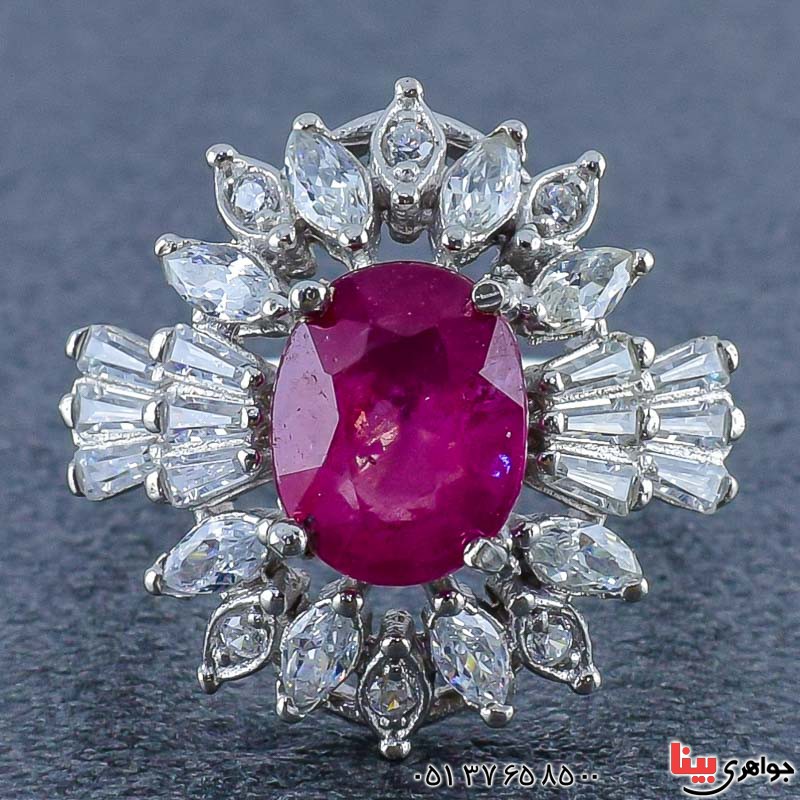 انگشتر یاقوت سرخ زنانه شفاف کریستالی بسیار عالی _کد:20771