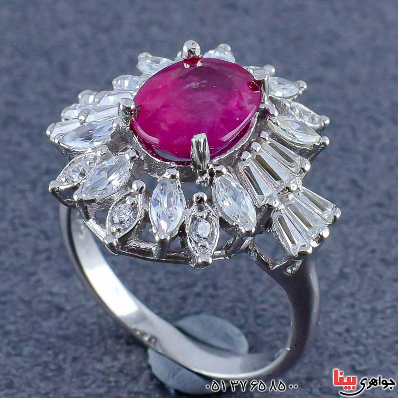 انگشتر یاقوت سرخ زنانه شفاف کریستالی بسیار عالی _کد:20771