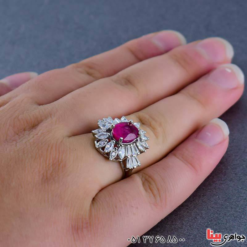 انگشتر یاقوت سرخ زنانه شفاف کریستالی بسیار عالی _کد:20771