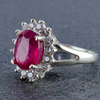 انگشتر یاقوت سرخ شفاف و خوشرنگ رودیوم زنانه  