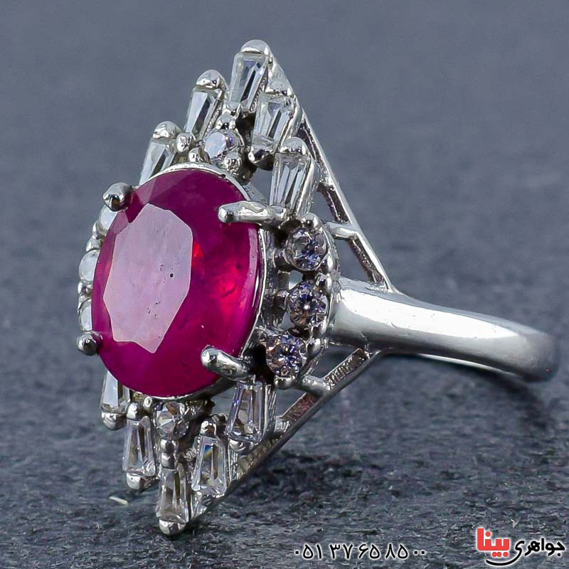 انگشتر یاقوت سرخ رودیوم زنانه بسیار زیبا _کد:20896