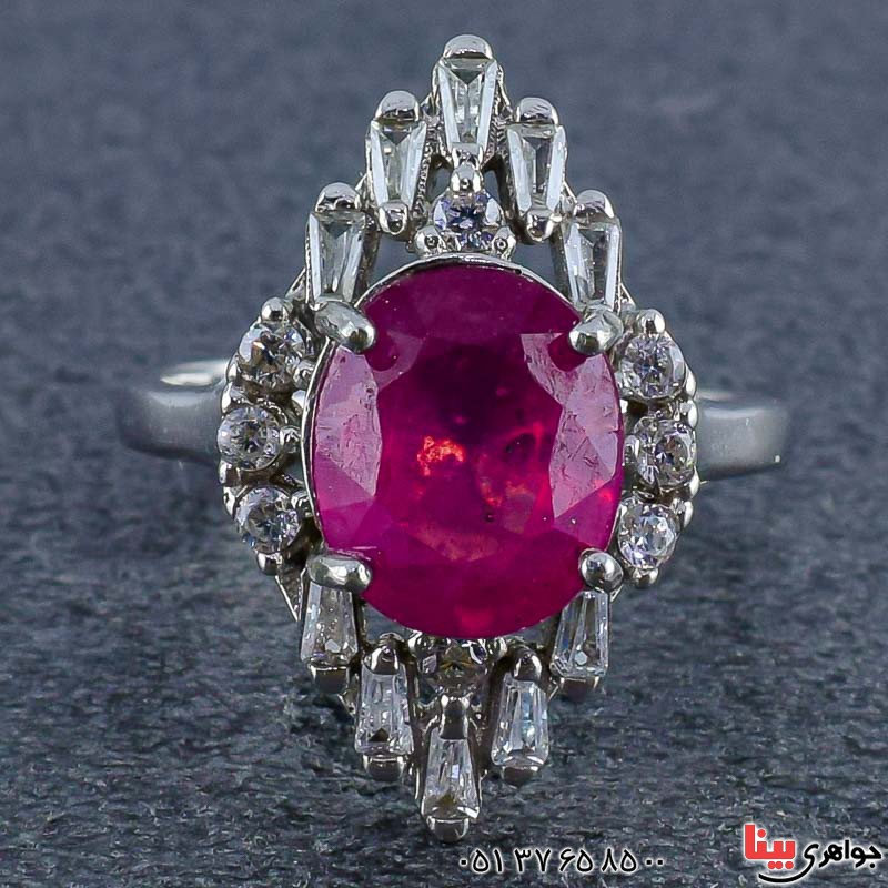 انگشتر یاقوت سرخ رودیوم زنانه بسیار زیبا _کد:20896