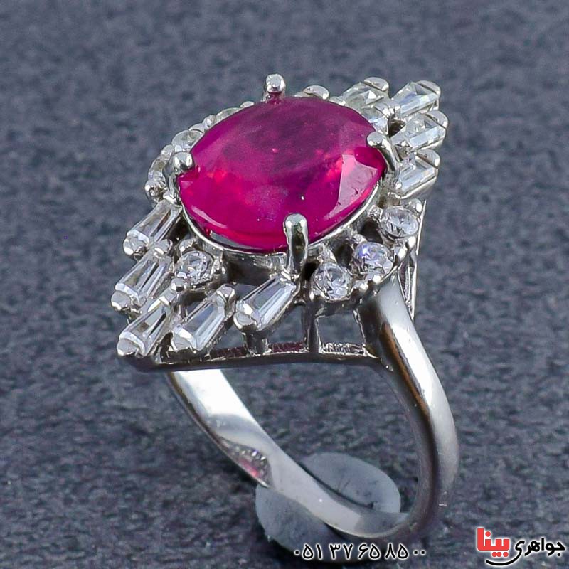 انگشتر یاقوت سرخ رودیوم زنانه بسیار زیبا _کد:20896