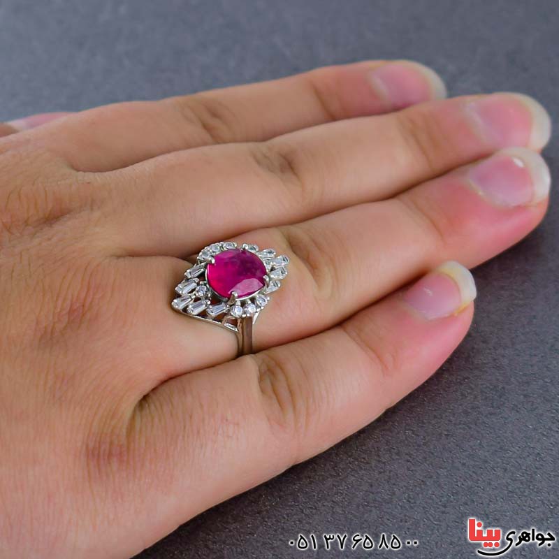 انگشتر یاقوت سرخ رودیوم زنانه بسیار زیبا _کد:20896