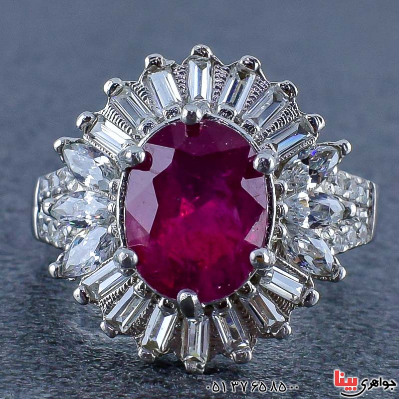 انگشتر یاقوت سرخ بسیار عالی درخشان کریستالی _کد:20939