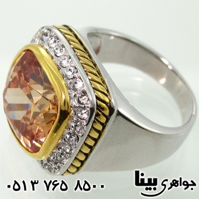 انگشتر سیترین مربعی جواهرکاری