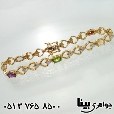 دستبند چند جواهر الماس و آمتیست قلبی