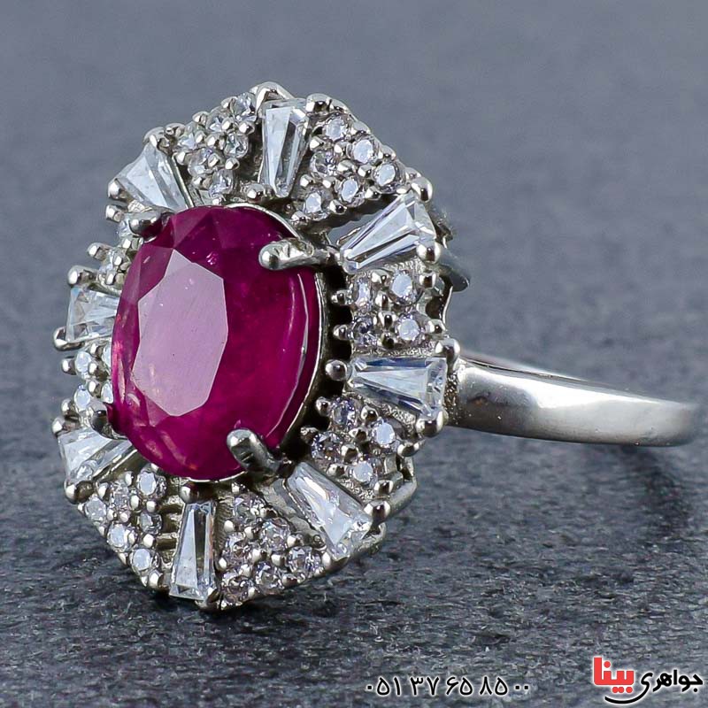 انگشتر یاقوت سرخ رودیوم زنانه بسیار شیک _کد:20985