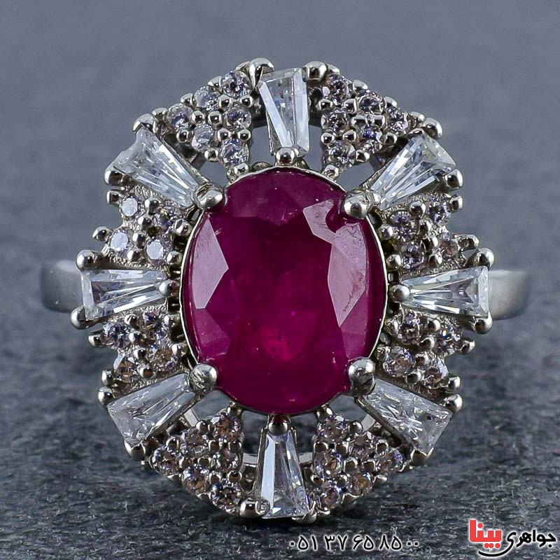 انگشتر یاقوت سرخ رودیوم زنانه بسیار شیک _کد:20985