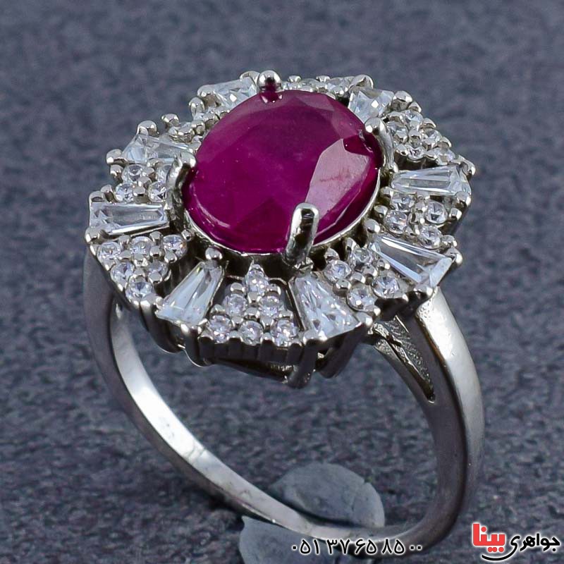 انگشتر یاقوت سرخ رودیوم زنانه بسیار شیک _کد:20985