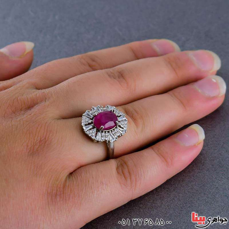 انگشتر یاقوت سرخ رودیوم زنانه بسیار شیک _کد:20985