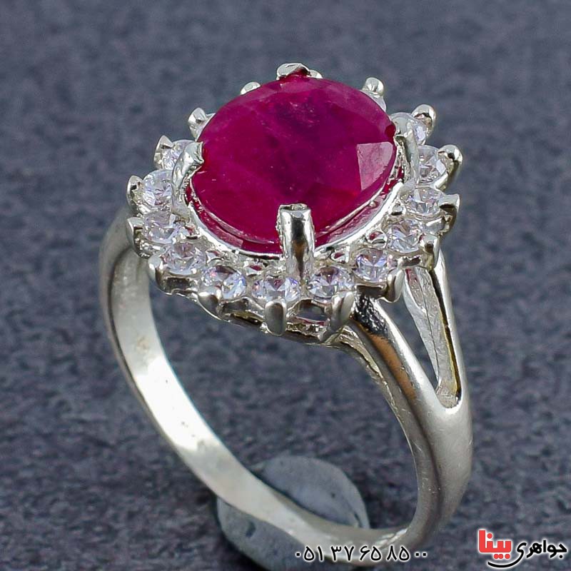 انگشتر یاقوت سرخ رودیوم زنانه شفاف و درخشان _کد:20987