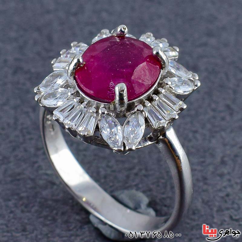انگشتر یاقوت سرخ رودیوم زنانه خوشرنگ و شفاف _کد:20988