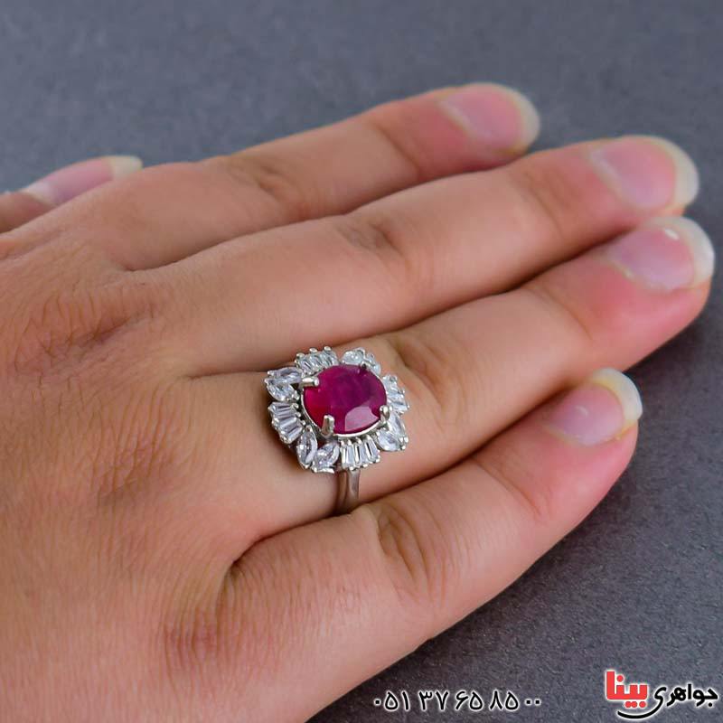 انگشتر یاقوت سرخ رودیوم زنانه خوشرنگ و شفاف _کد:20988