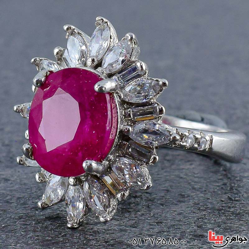 انگشتر یاقوت سرخ رودیوم زنانه شفاف _کد:20989