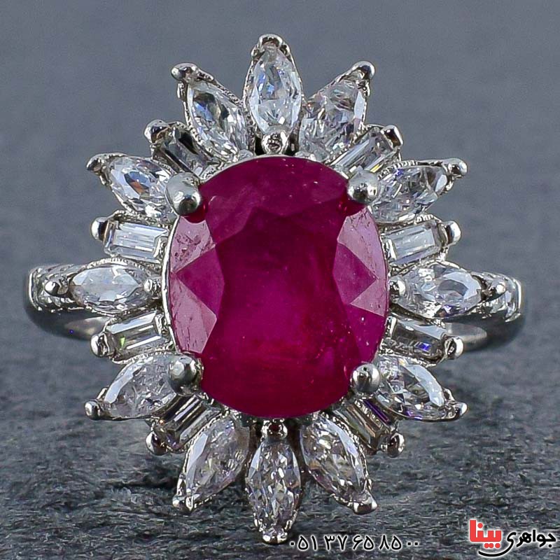 انگشتر یاقوت سرخ رودیوم زنانه شفاف _کد:20989