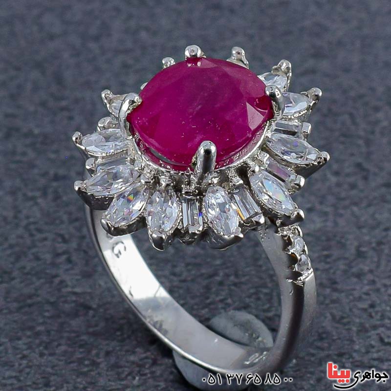 انگشتر یاقوت سرخ رودیوم زنانه شفاف _کد:20989