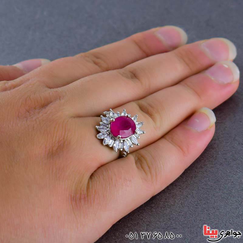 انگشتر یاقوت سرخ رودیوم زنانه شفاف _کد:20989