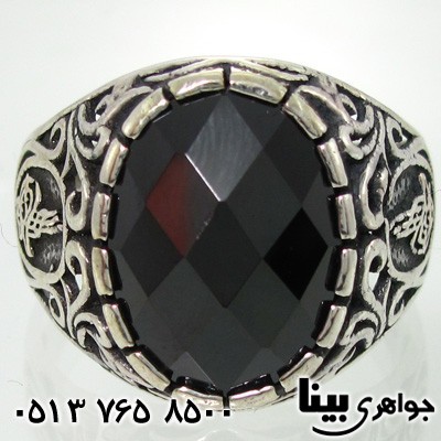 انگشتر عقیق سیاه (اونیکس) مردانه با نقش بسم الله