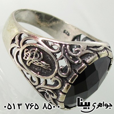 انگشتر عقیق سیاه (اونیکس) مردانه با نقش بسم الله