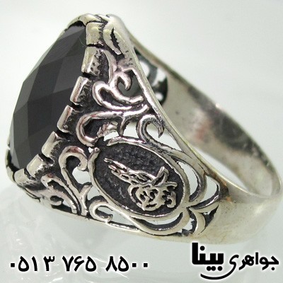 انگشتر عقیق سیاه (اونیکس) مردانه با نقش بسم الله
