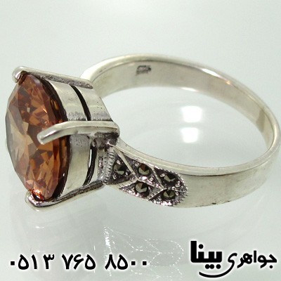 انگشتر کوارتز دایره تراش برلیانی درشت زنانه