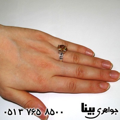 انگشتر کوارتز دایره تراش برلیانی درشت زنانه