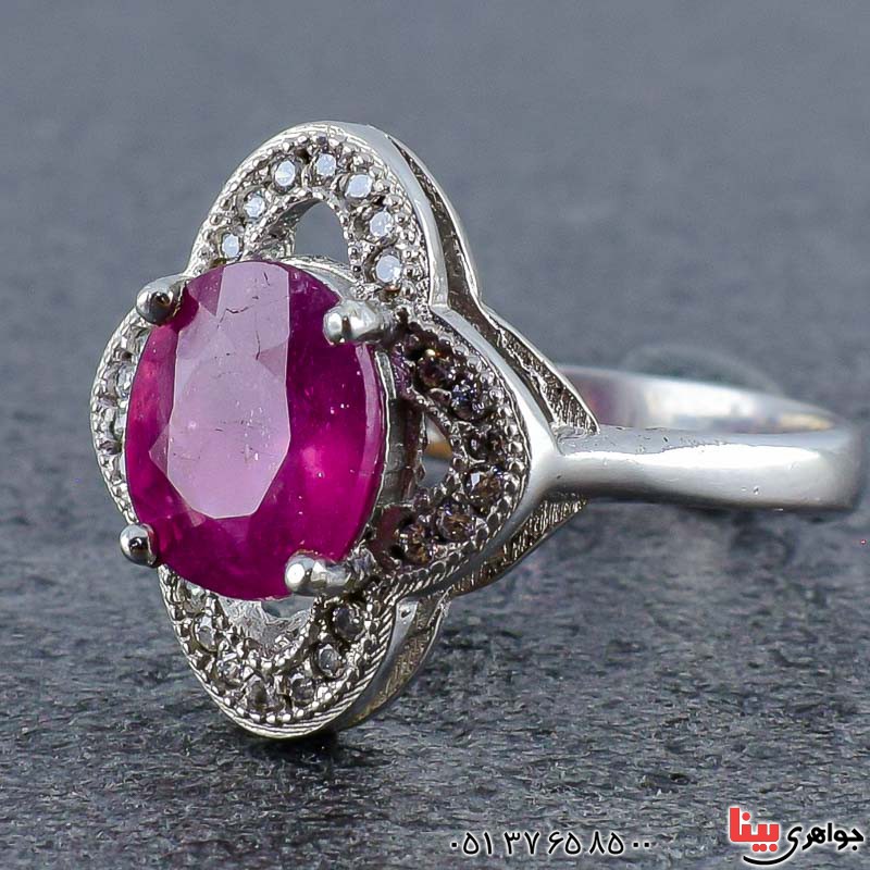 انگشتر یاقوت سرخ زنانه بسیار شفاف و درخشان _کد:21038