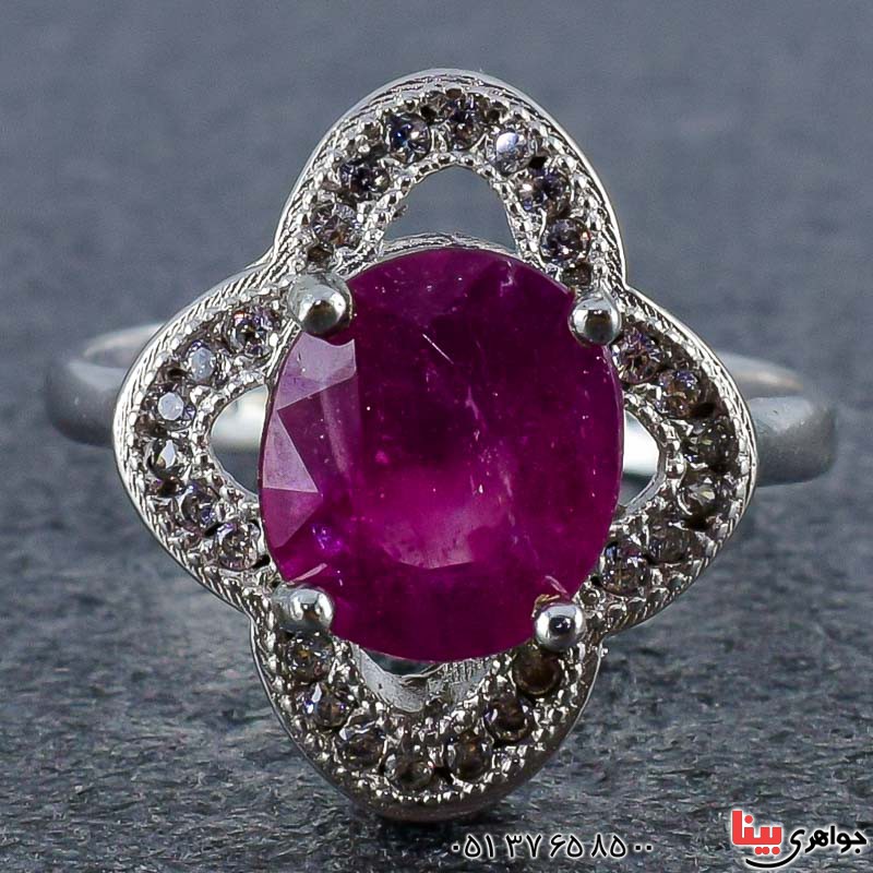 انگشتر یاقوت سرخ زنانه بسیار شفاف و درخشان _کد:21038