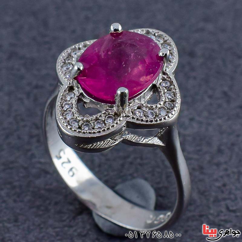 انگشتر یاقوت سرخ زنانه بسیار شفاف و درخشان _کد:21038